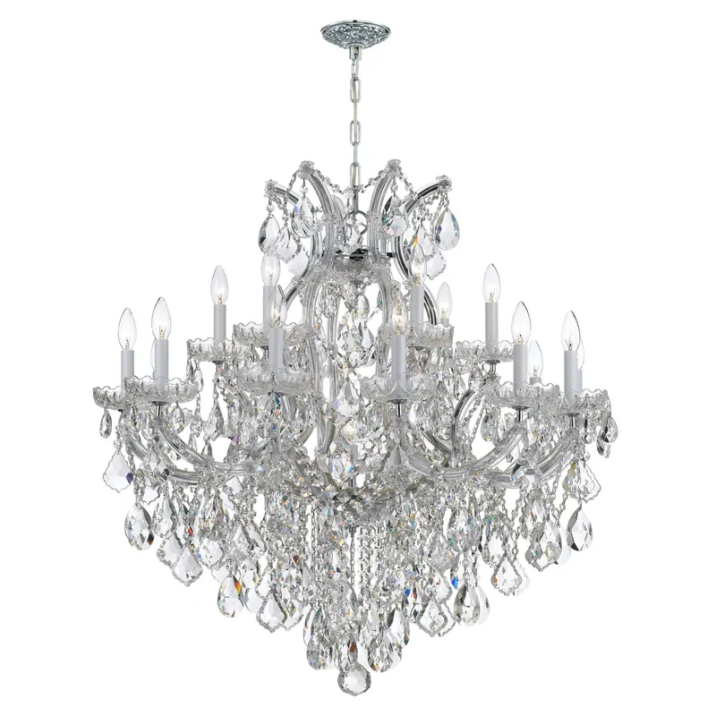 Maria Theresa 38'' Hand Cut Crystal Polished Chrome Chandelier Silver 38"W x 37"H x 38"D