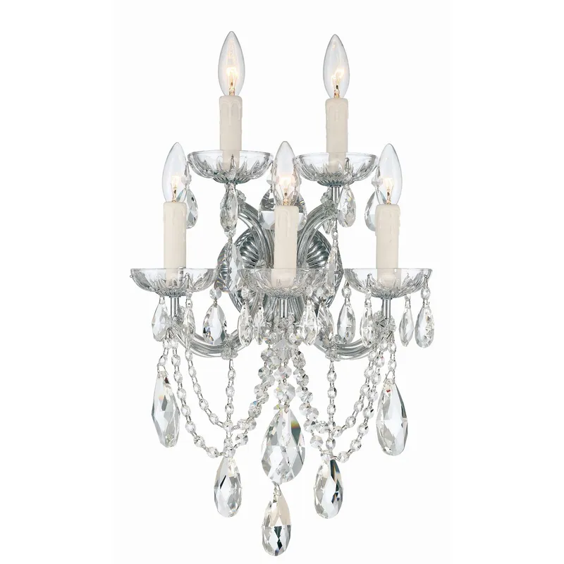 Maria Theresa 13.5'' Hand Cut Crystal Polished Chrome Sconce Silver 13.5"W x 22"H x 9"D