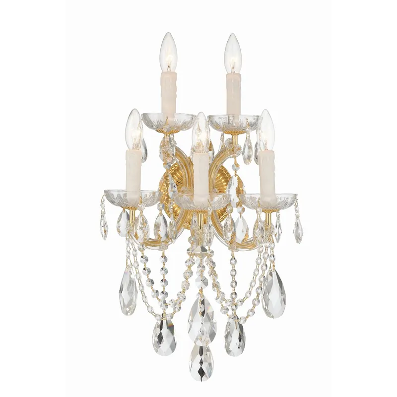 Maria Theresa 13.5'' Hand Cut Crystal Gold Sconce Gold 13.5"W x 22"H x 9"D