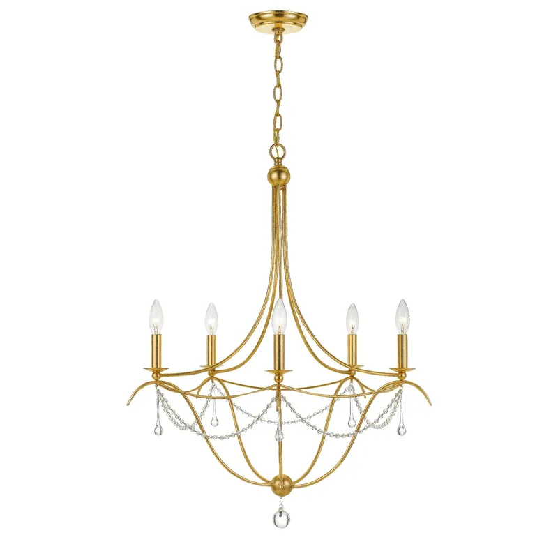 Metro 27.5'' Antique Gold Chandelier Gold 27.5"W x 33.5"H x 27.5"D