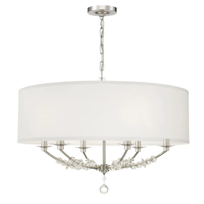 Mirage 30'' Drum Shade Polished Nickel Chandelier Silver 30"W x 23"H x 30"D