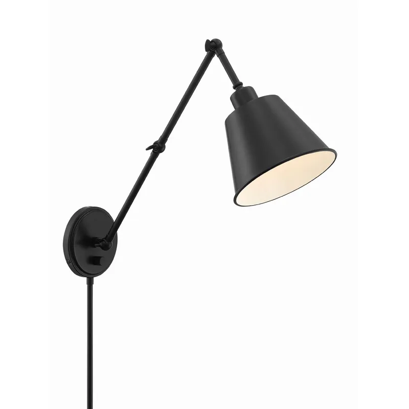 Mitchell 7.25'' Matte Black Task Sconce Black 7.25"W x 13"H x 24.5"D