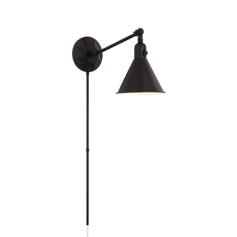 Morgan 7'' Matte Black Task Sconce Black 7"W x 11"H x 17.5"D