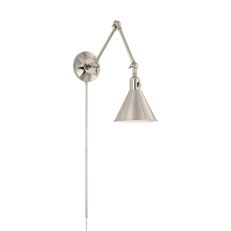Morgan 7'' Polished Nickel Task Sconce Silver 7"W x 12"H x 24.25"D