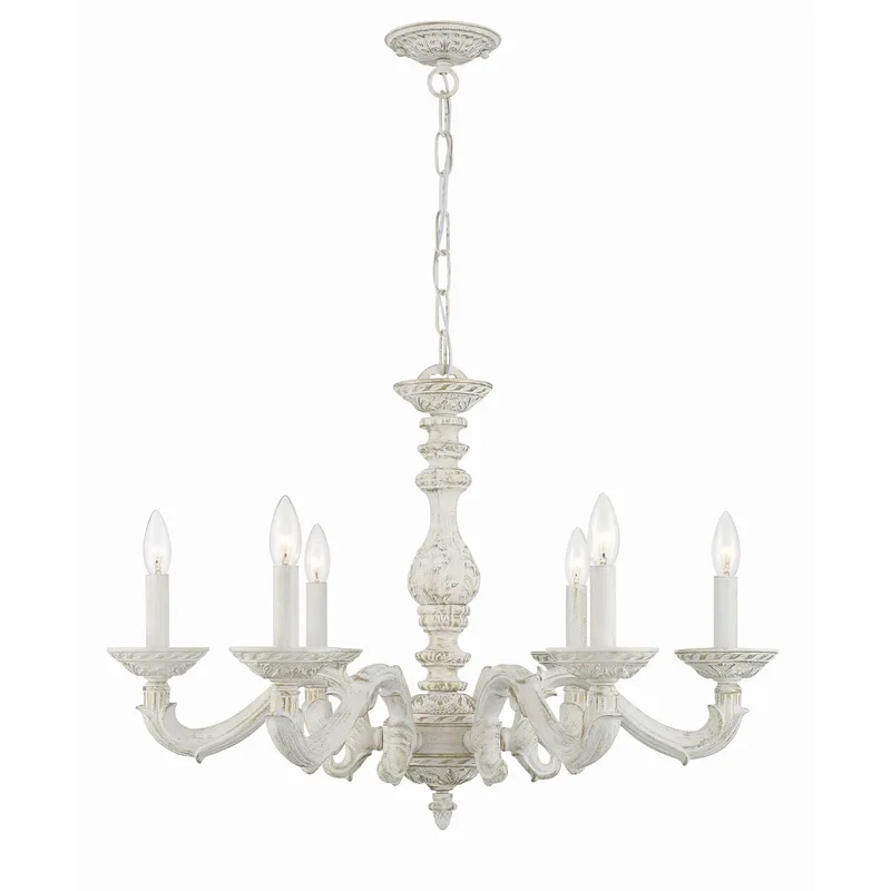 Paris Market 28'' Antique White Chandelier White 28"W x 21"H x 28"D