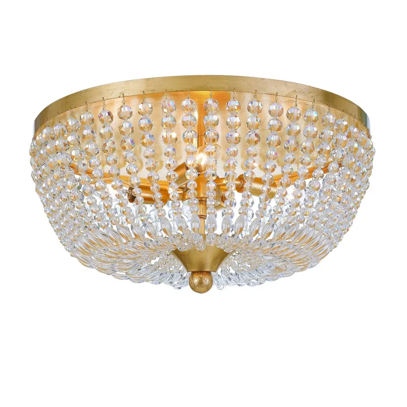 Rylee 18.5'' Antique Gold Flush Mount Gold 18.5"W x 7.5"H x 18.5"D