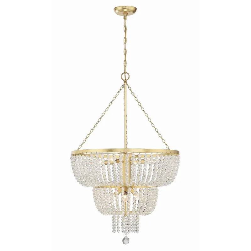 Rylee 24.75'' Antique Gold Chandelier Gold 24.75"W x 37.5"H x 24.75"D