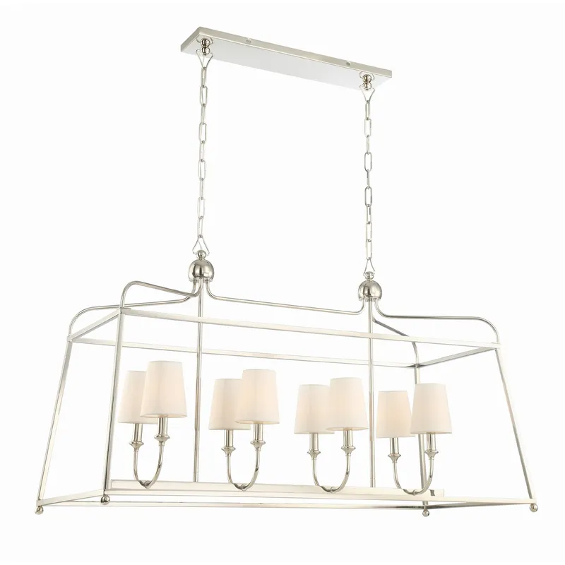 Libby Langdon Sylvan 42'' Polished Nickel Linear Chandelier Silver 42"W x 25"H x 18"D