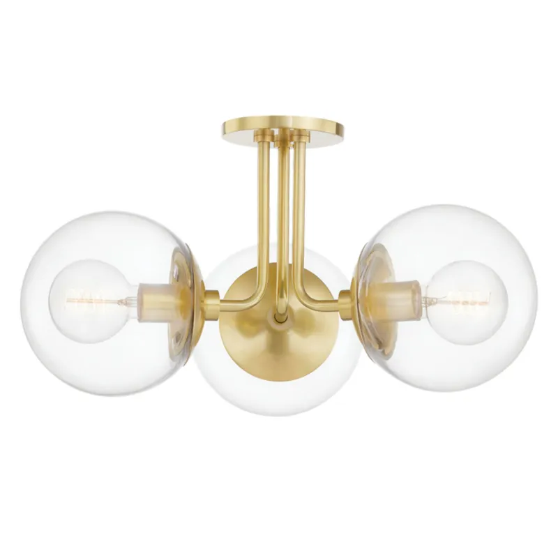 Meadow 3-Light Semi Flush in Aged Brass 20.25W x 10.5H