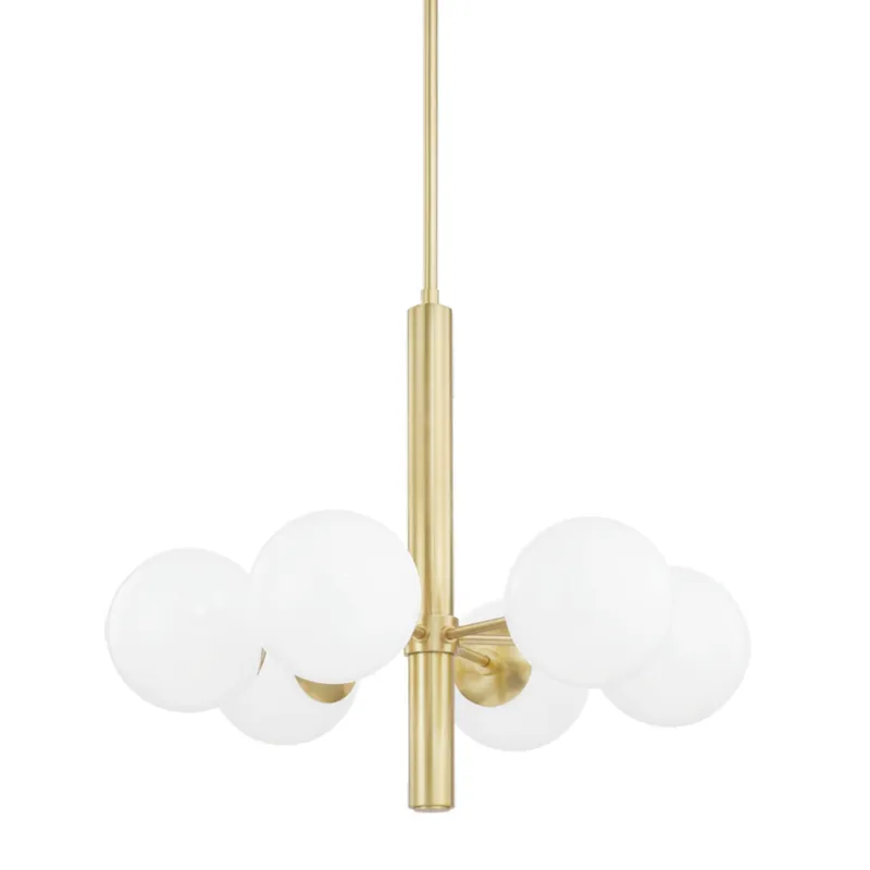 Stella 6-Light Chandelier in Aged Brass 28W x 23.75H