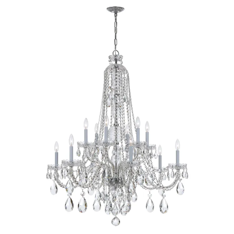 Traditional Crystal 37.5'' Hand Cut Crystal Polished Chrome Chandelier Silver 37.5"W x 48"H x 37.5"D