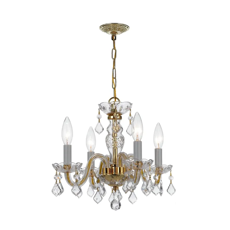 Traditional Crystal 15'' Hand Cut Crystal Polished Brass Chandelier Gold 15"W x 12"H x 15"D
