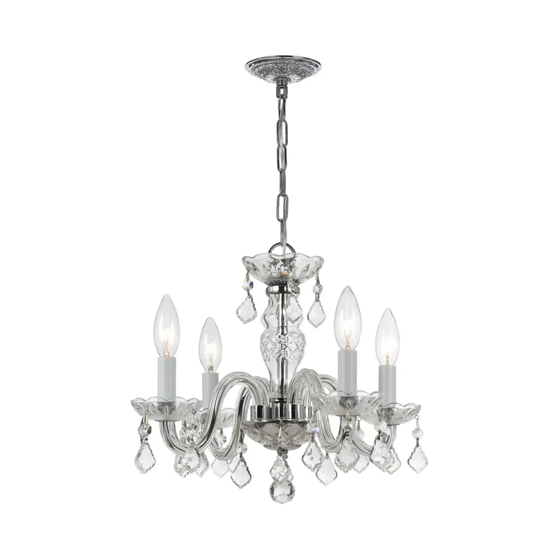 Traditional Crystal 15'' Hand Cut Crystal Polished Chrome Chandelier Silver 15"W x 12"H x 15"D