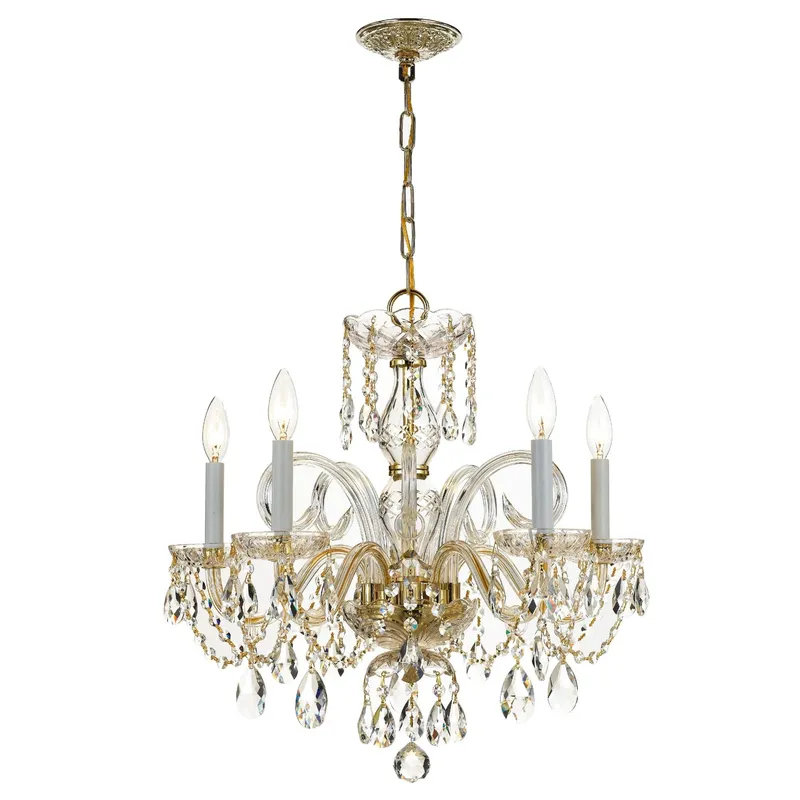 Traditional Crystal 22'' Hand Cut Crystal Polished Brass Chandelier Gold 22"W x 21"H x 22"D