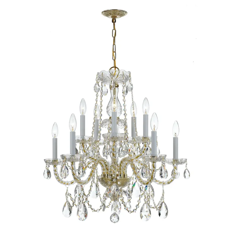 Traditional Crystal 26'' Hand Cut Crystal Polished Brass Chandelier Gold 26"W x 26"H x 26"D