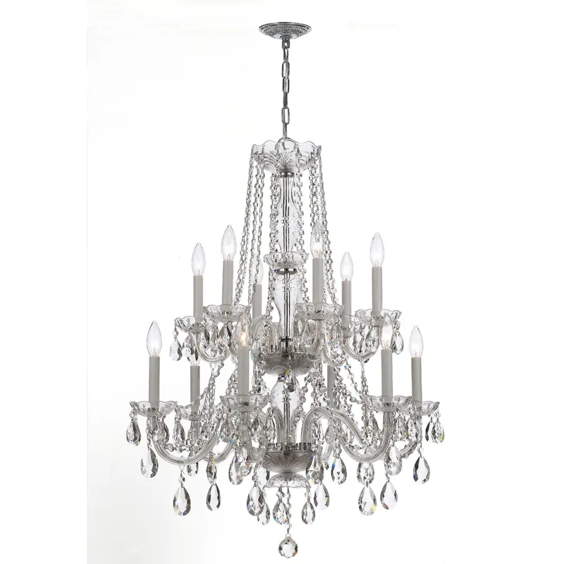 Traditional Crystal 26.5'' Hand Cut Crystal Polished Chrome Chandelier Silver 26.5"W x 34.75"H x 26.5"D