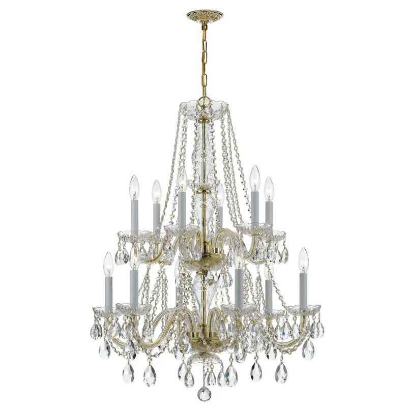 Traditional Crystal 26.5'' Hand Cut Crystal Polished Brass Chandelier Gold 26.5"W x 34.75"H x 26.5"D