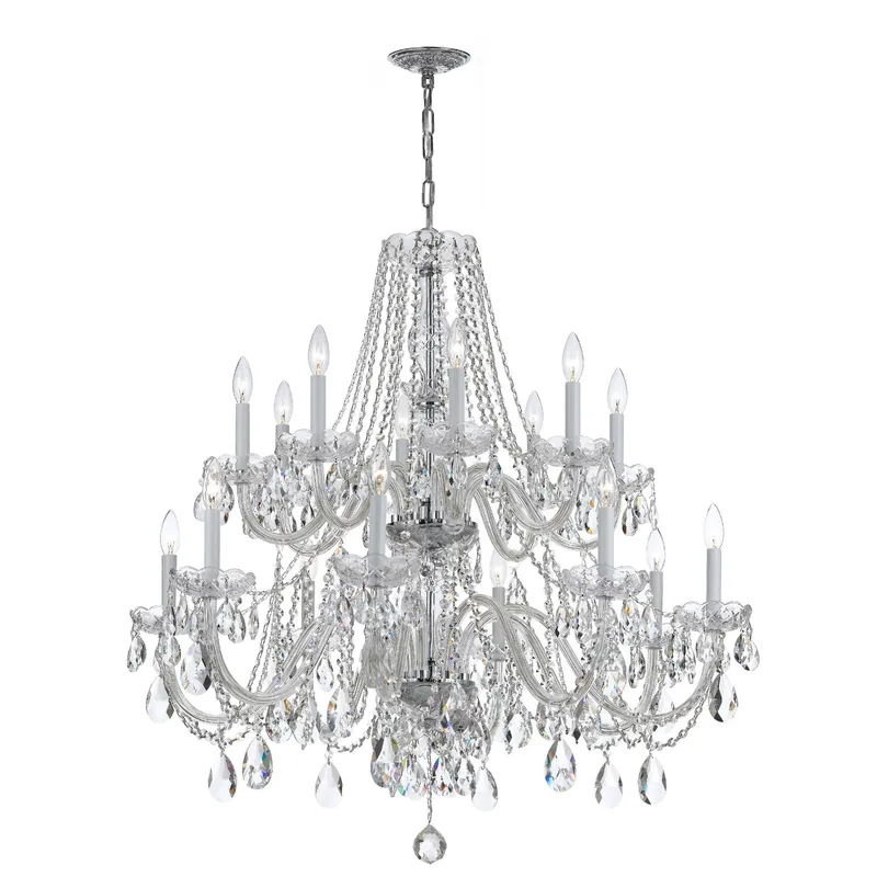 Traditional Crystal 37'' Hand Cut Crystal Polished Chrome Chandelier Silver 37"W x 34"H x 37"D