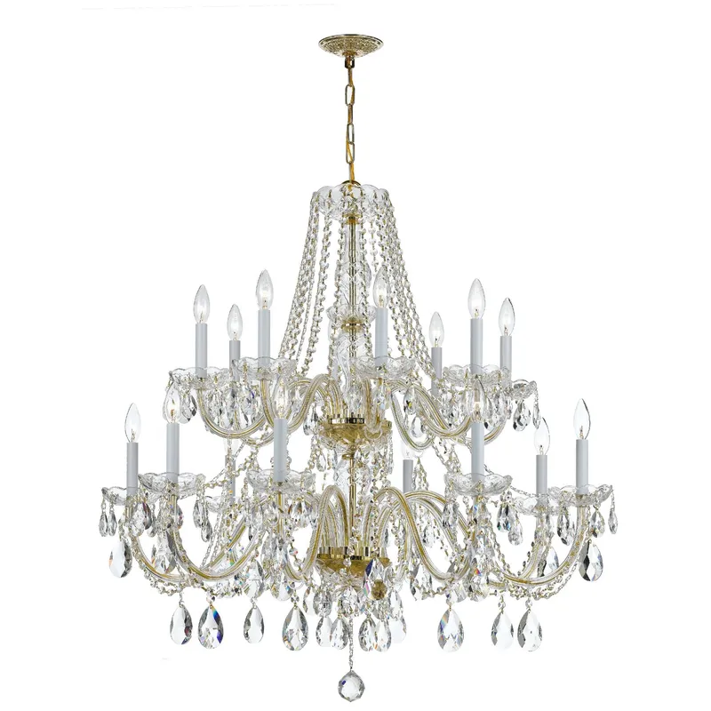 Traditional Crystal 37'' Hand Cut Crystal Polished Brass Chandelier Gold 37"W x 34"H x 37"D