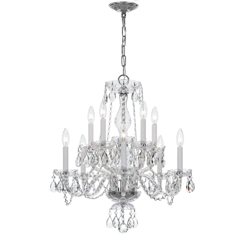 Traditional Crystal 23'' Hand Cut Crystal Polished Chrome Chandelier Silver 23"W x 25"H x 23"D