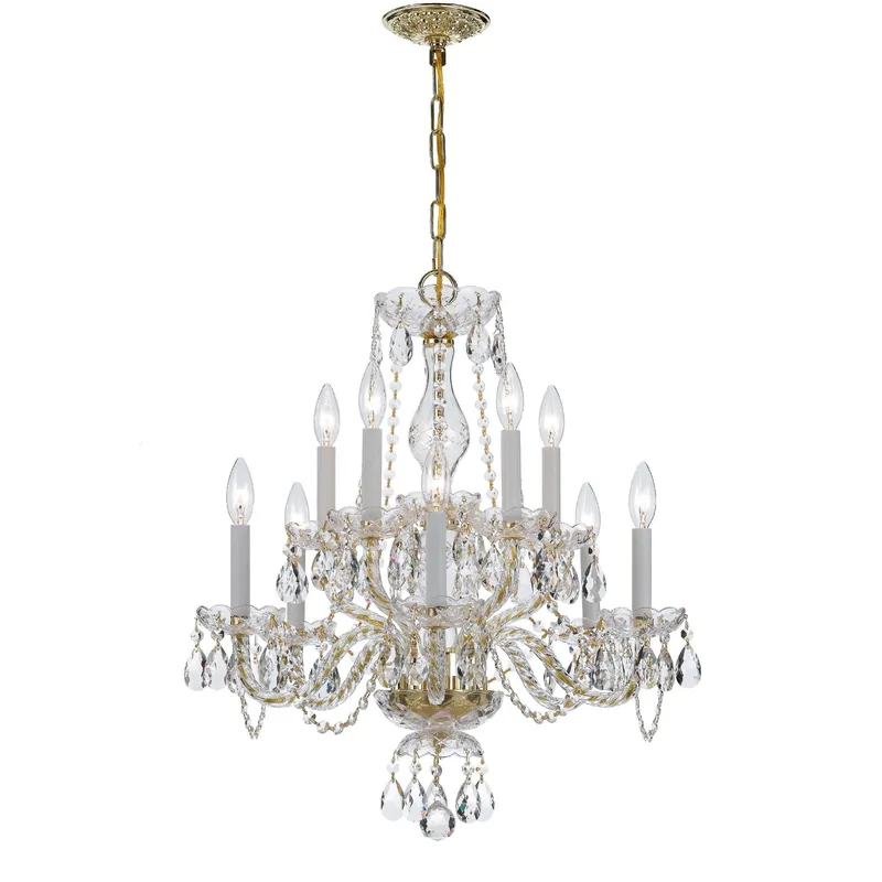 Traditional Crystal 23'' Hand Cut Crystal Polished Brass Chandelier Gold 23"W x 25"H x 23"D
