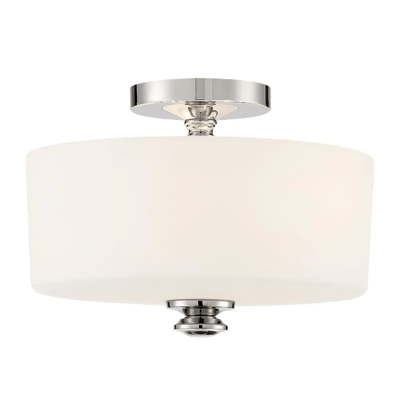 Travis 12.5'' Polished Nickel Semi Flush Mount Silver 12.5"W x 9.25"H x 12.5"D