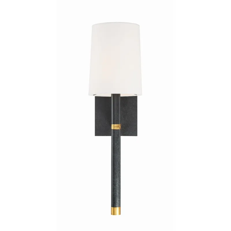 Weston 5.5'' Black + Antique Gold Sconce Black 5.5"W x 14.5"H x 7.25"D