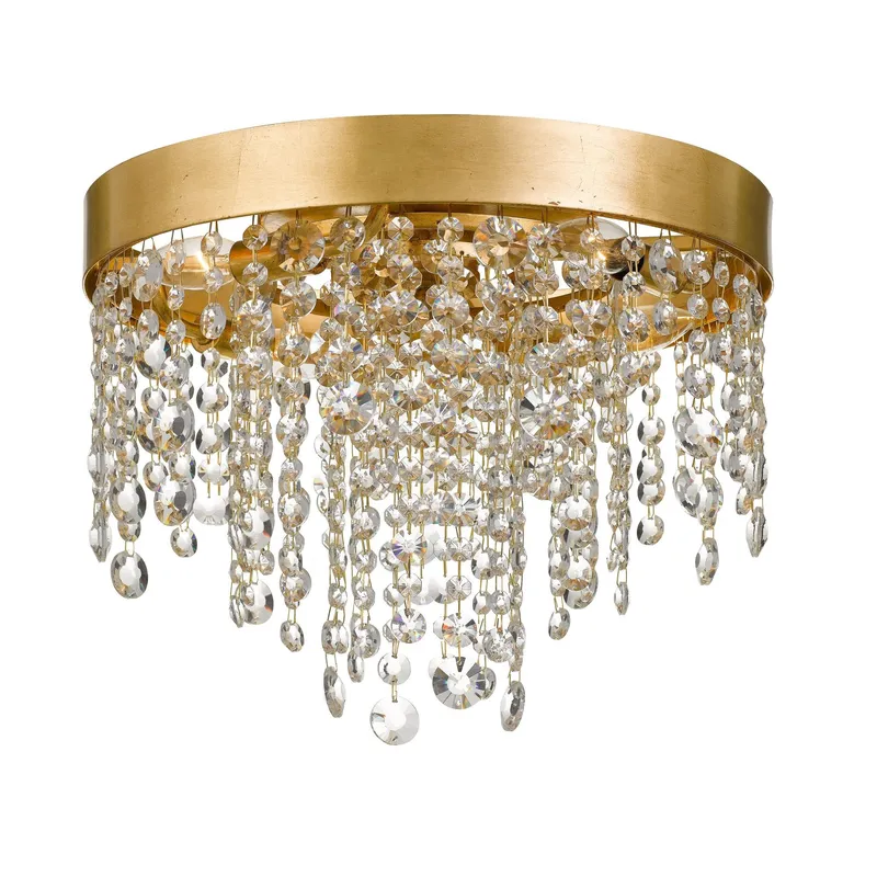 Winham 16'' Hand Cut Crystal Antique Gold Flush Mount Gold 16"W x 13"H x 16"D