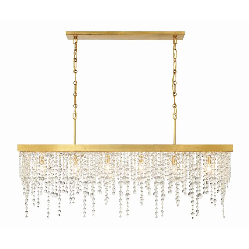 Winham 49'' Antique Gold Linear Chandelier Gold 49"W x 25.5"H x 9"D