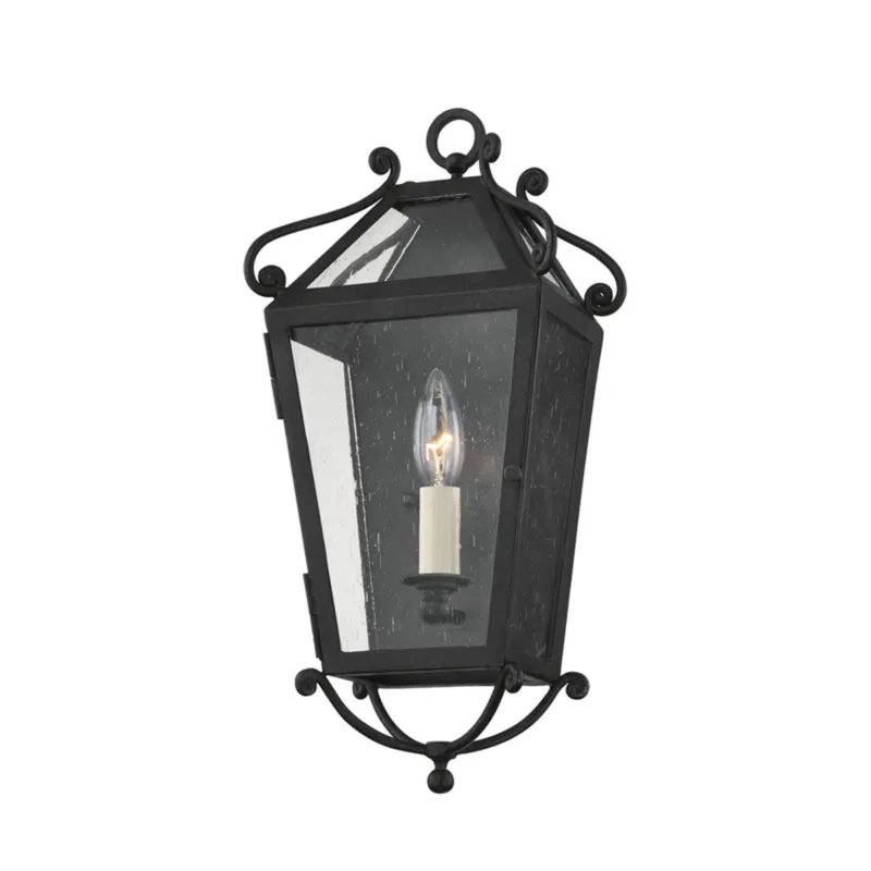 Santa Barbara County 1-Light Exterior Wall Sconce in French Iron by Mark D. Sikes 8.5W x 16.5H
