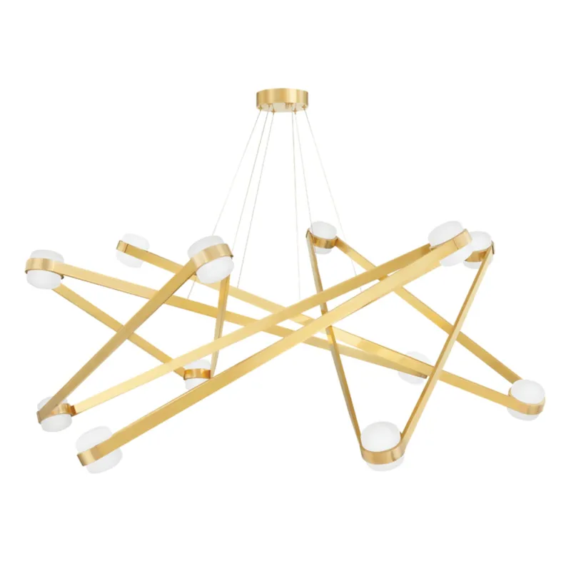 Orbit 12-Light Chandelier in Aged Brass 57.5W x 17H