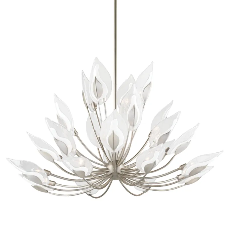 Blossom 24-Light Chandelier in Silver Leaf 55W x 37H