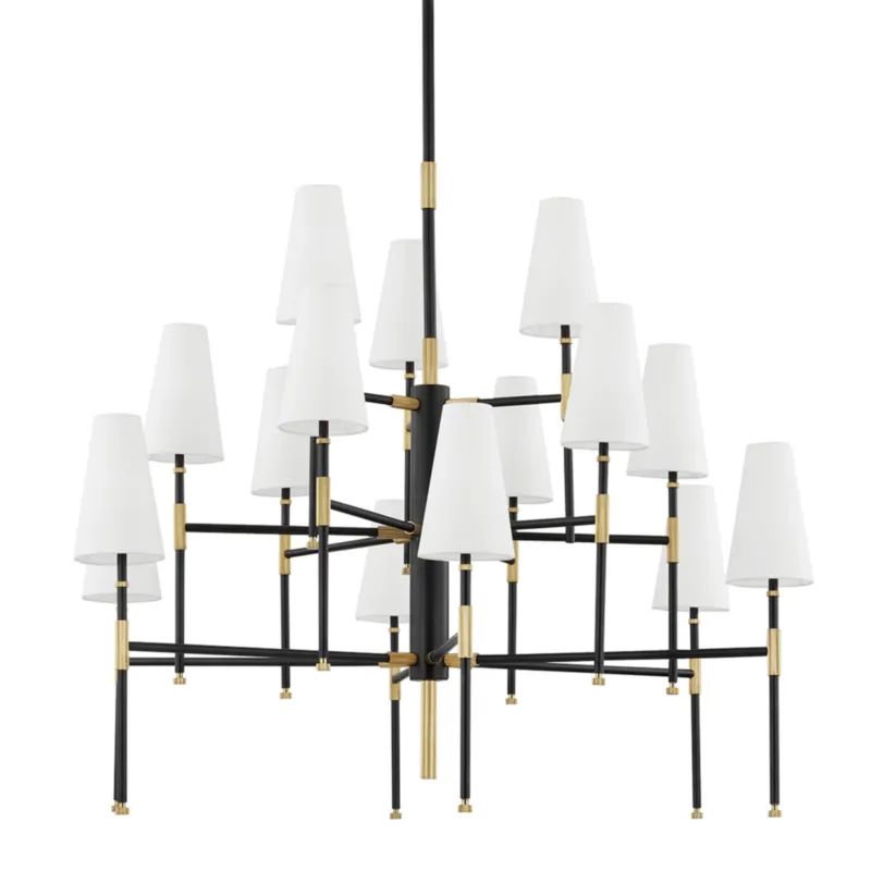 Bowery 15-Light Chandelier in Aged Brass/Old Bronze 48W x 40H