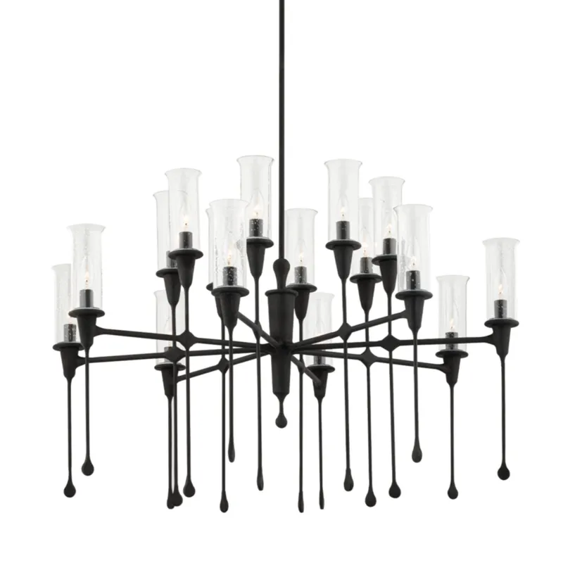 Chisel 16-Light Chandelier in Black Iron 41.25W x 28H