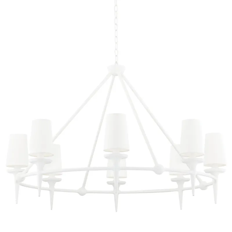 Torch 8-Light Chandelier in White Plaster 48W x 30.5H
