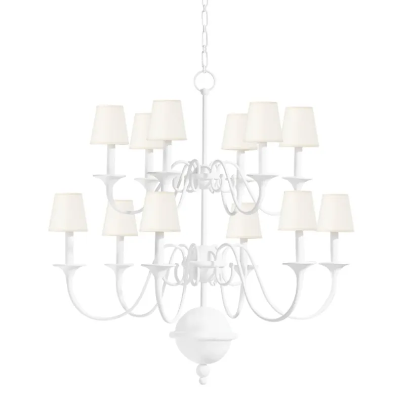 Windsor 12-Light Chandelier in White Plaster by Mark D. Sikes 38W x 39H