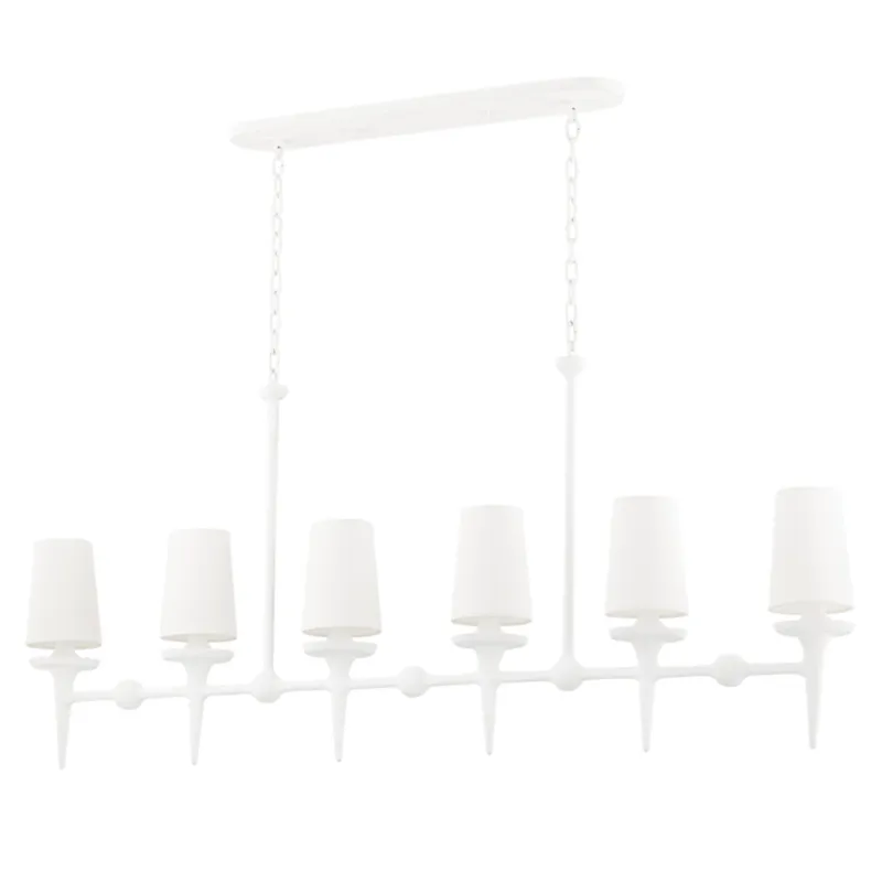 Torch 6-Light Linear in White Plaster 58L x 4.75W x 25.75H