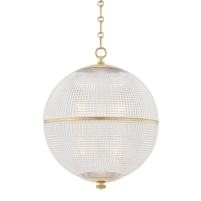 Sphere No. 3 1-Light Pendant in Aged Brass by Mark D. Sikes 18.25W x 22.75H