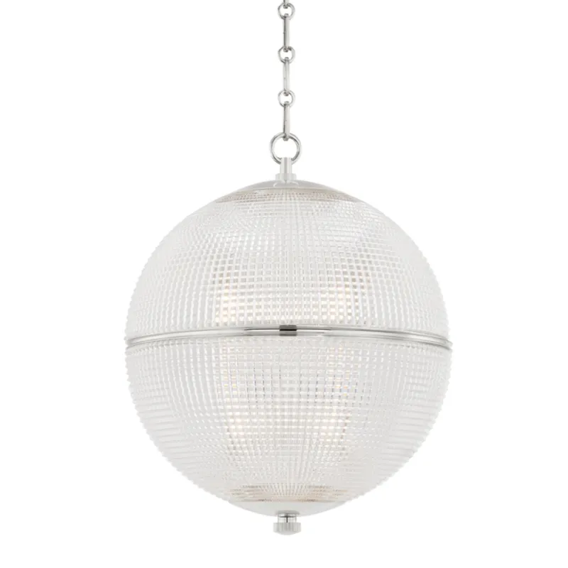 Sphere No. 3 1-Light Pendant in Polished Nickel by Mark D. Sikes 18.25W x 22.75H