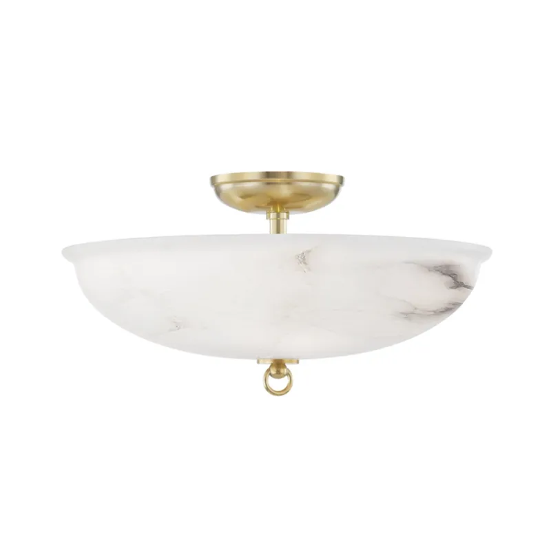 Somerset 3-Light Semi Flush in Aged Brass by Mark D. Sikes 16W x 8H