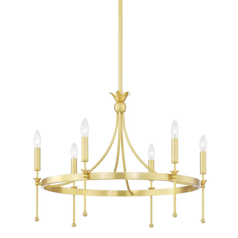 Gates 6-Light Chandelier in Aged Brass 26.75W x 20.5H