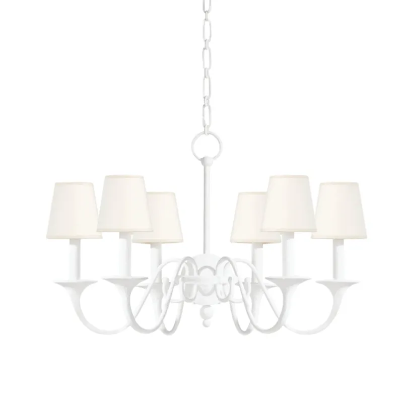 Windsor 6-Light Chandelier in White Plaster by Mark D. Sikes 29.5W x 19H