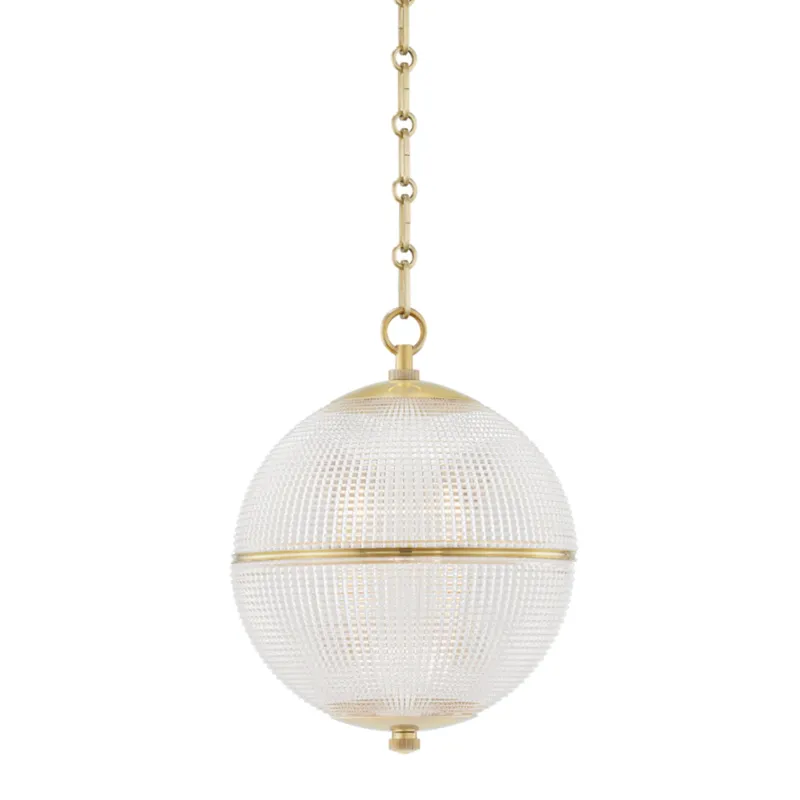 Sphere No. 3 1-Light Pendant in Aged Brass by Mark D. Sikes 13W x 16.75H