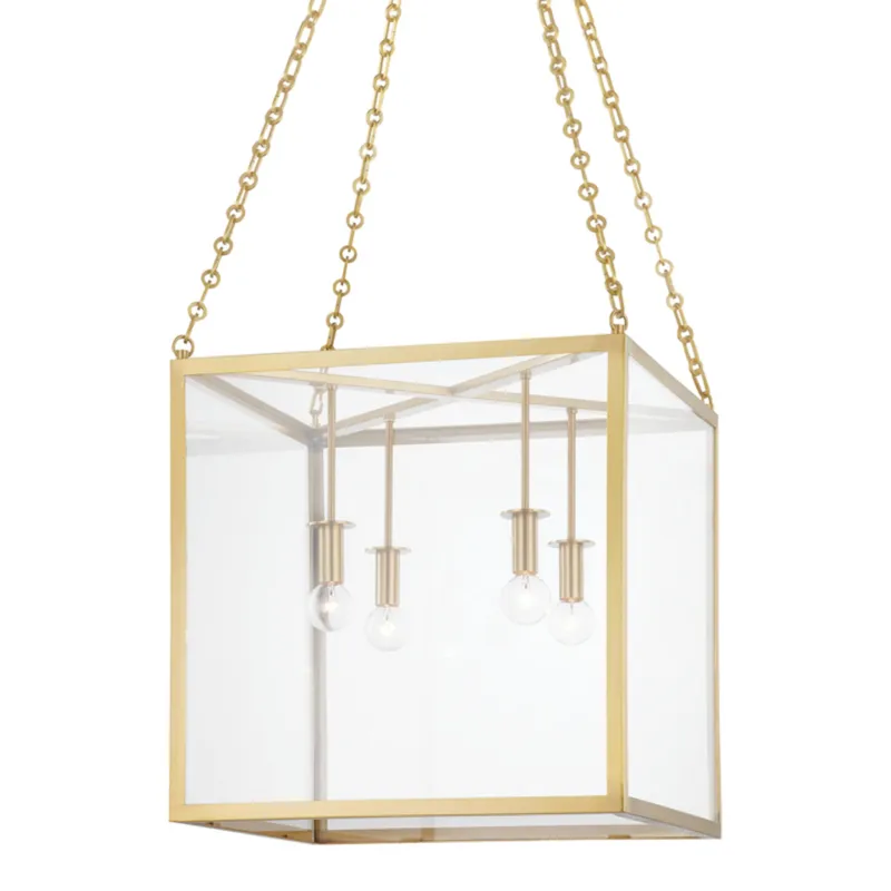 Catskill 4-Light Lantern in Aged Brass 18W x 18H