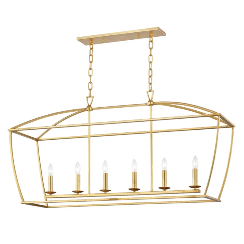 Bryant 6-Light Linear in Gold Leaf 48.25L x 13.75W x 24H