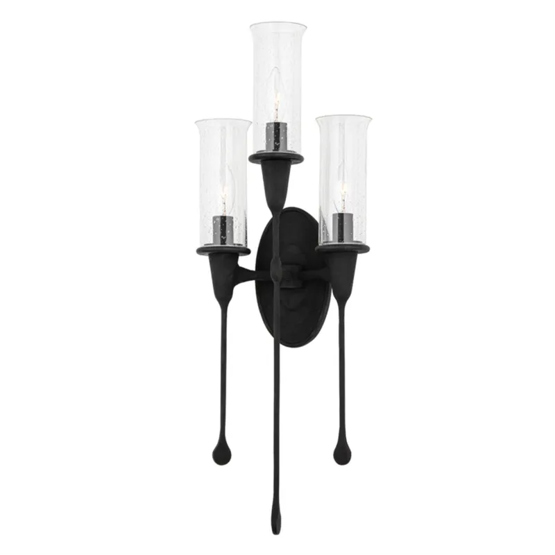Chisel 3-Light Wall Sconce in Black Iron 9.75W x 27.5H