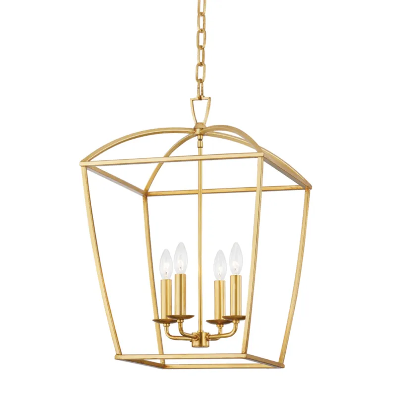 Bryant 4-Light Lantern in Gold Leaf 17L x 17W x 25.25H