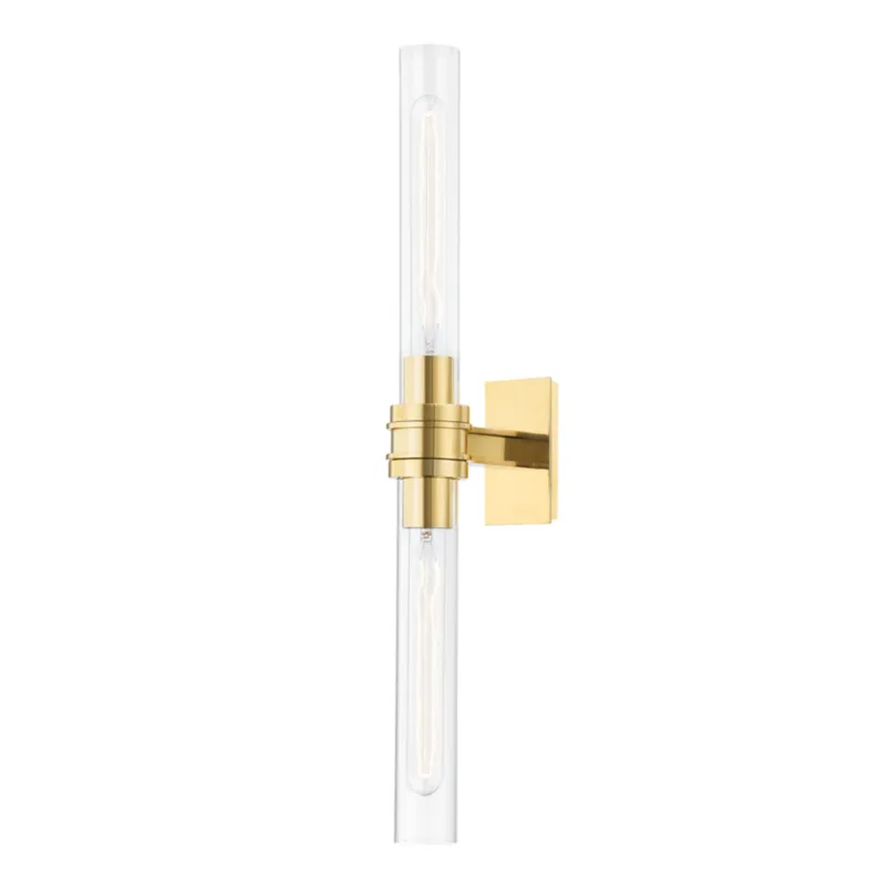 Oakfield 2-Light Wall Sconce in Aged Brass 2.75W x 24H