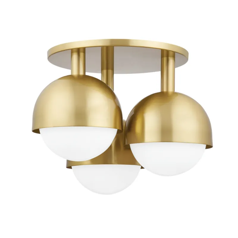 Foster 3-Light Semi Flush in Aged Brass 18.75W x 13.5H