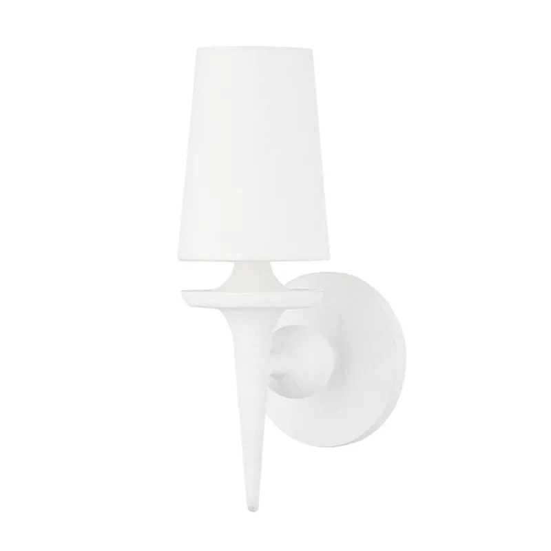 Torch 1-Light Wall Sconce in White Plaster 6W x 15.5H